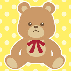 かわいい　テディベア　くまのぬいぐるみ　ファンシー　キャラクター　白フチ