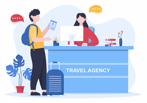 Travel Agency Background Vector illustration. People Visit the Landmarks of these World Famous Tourist Attractions using Plane, Car or Boat Transportation