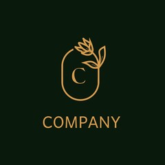 luxury c letter monogram logotype with premium elegant alphabet flower icon concept  vector scratch frame design can be used for beauty industry, cosmetic, salon, boutique, corporate, corporate