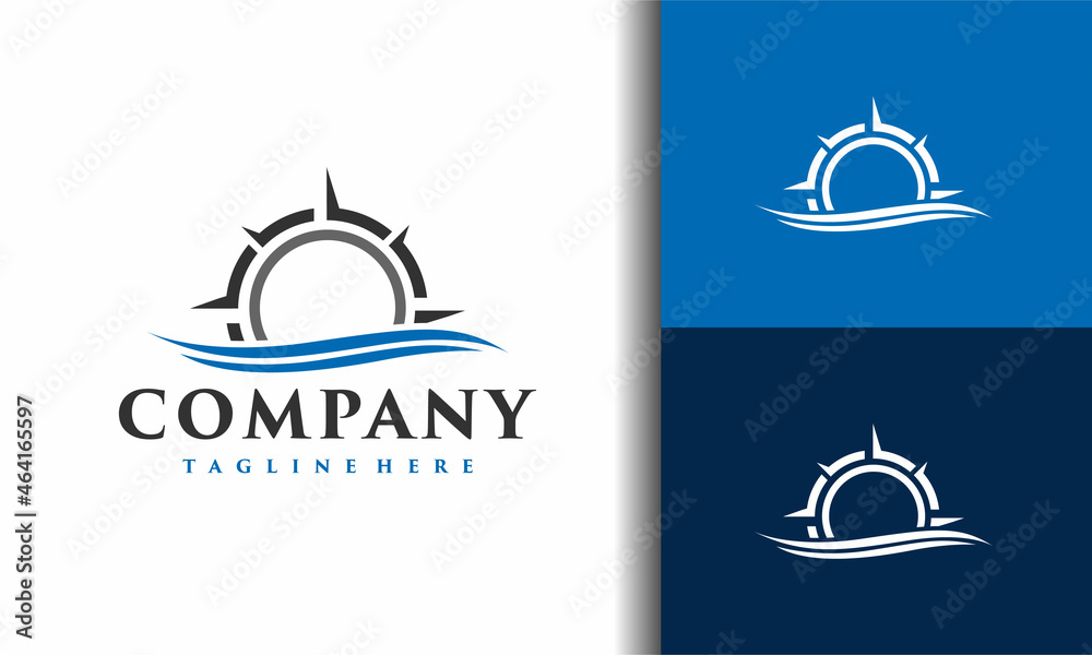 Sticker compass river water logo