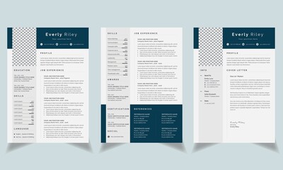 Creative Cv Template and Cover Letter Vector Design Set 2 Page Resume	