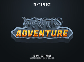 magic adventure with stone frame editable text effect for rpg medieval game logo title