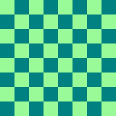Checkerboard 8 by 8. Teal and Pale Green colors of checkerboard. Chessboard, checkerboard texture. Squares pattern. Background.