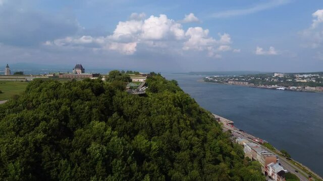 Flying over plaine d'abraham in quebec