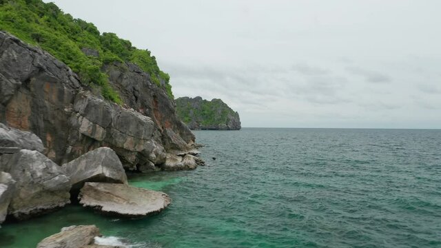 Scenic rock archipelago islands of Ang Thong National Park in Gulf of Thailand
