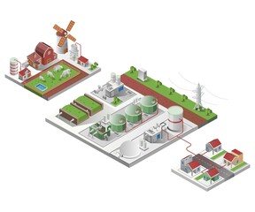 Biogas industry from cattle farming - obrazy, fototapety, plakaty