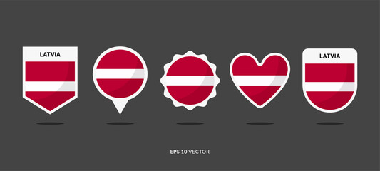 Latvia Flag Set Vector Illustration. Good Used for Sticker, Logo, Icon, Clipart, Etc - EPS 10 Vector - obrazy, fototapety, plakaty