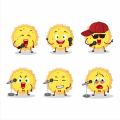 A Cute Cartoon design concept of cheese tart singing a famous song