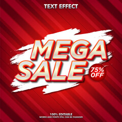 Mega sale editable text effect with grunge and red background
