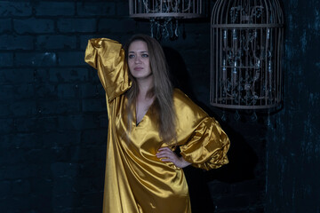 Naklejka premium young beautiful woman 29 years old with light brown hair and green eyes