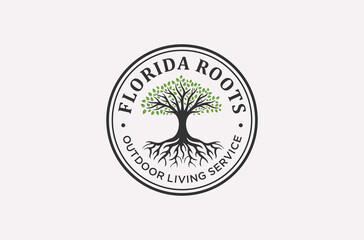root or tree of living service logo design.