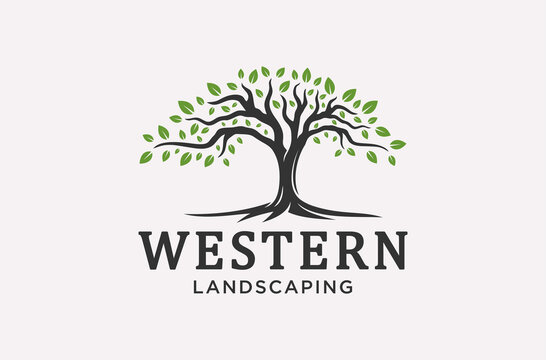 roots or tree of landscaping logo design.