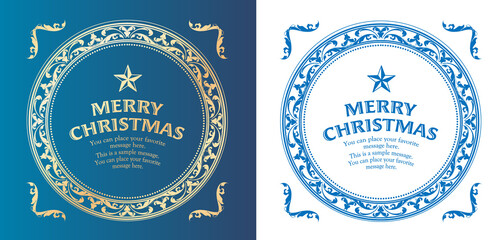 クリスマスをイメージしたフレームデザインのセット。アンティーク。ビンテージ。エレガント