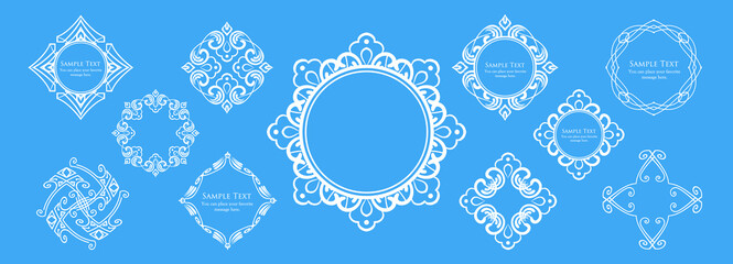 クリスマスをイメージしたフレームデザインのセット。アンティーク。ビンテージ。エレガント