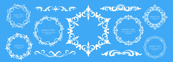 クリスマスをイメージしたフレームデザインのセット。アンティーク。ビンテージ。エレガント