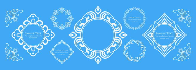 クリスマスをイメージしたフレームデザインのセット。アンティーク。ビンテージ。エレガント