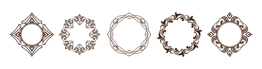 クリスマスをイメージしたフレームデザインのセット。アンティーク。ビンテージ。エレガント