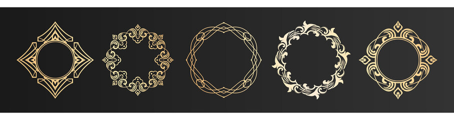 クリスマスをイメージしたフレームデザインのセット。アンティーク。ビンテージ。エレガント