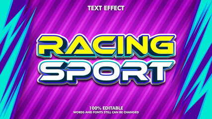 Fancy typoraphy, colorful racing sport editable text effect