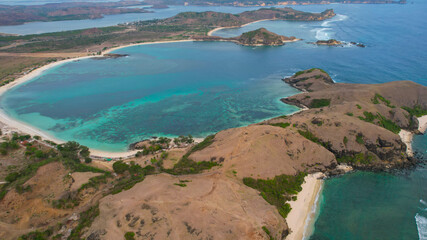 Fototapeta premium Aerial view of The beauty of Merese hill Lombok island when sunset, West Nusa Tenggara. Lombok, Indonesia