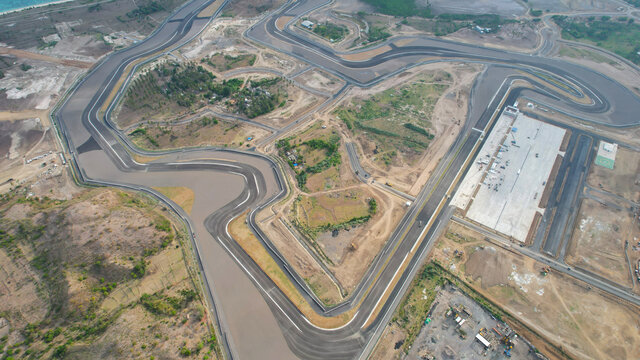 defaultAerial view of full track view of the mandalika circuit. The international mandalika circuit in Indonesia. Lombok, Indonesia, 