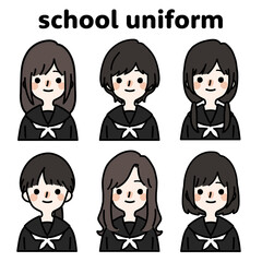 人物イラストセット_女子高生