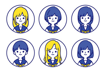 人物アイコンセット_女子高生