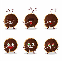An image of chocolate tart dancer cartoon character enjoying the music