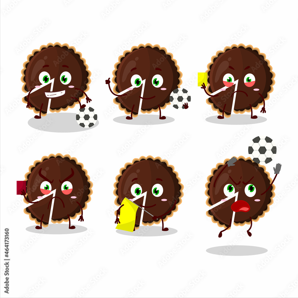 Poster Chocolate tart cartoon character working as a Football referee