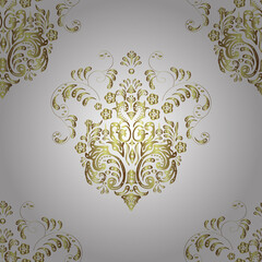 seamless vintage pattern with golden elements on colorfil background