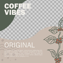 Social media post feed. Editable square banner template design for Modern post on social media. poster coffee shop minimalist theme background vector.