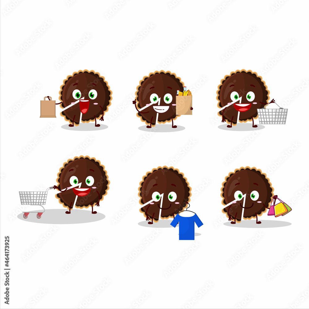 Canvas Prints a rich chocolate tart mascot design style going shopping