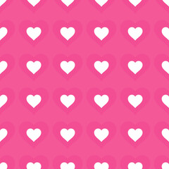 White, Pink hearts seamless pattern for background.