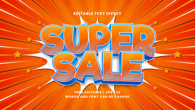 Super sale comic style editable text effect