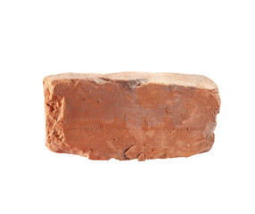 Solid Red Clay Brick Used for Construction Isolated on White Background.