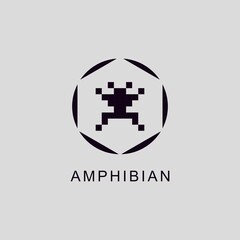 Fototapeta premium Frog logo in circle. Vector illustration pixel art