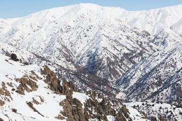 Chimgan mountains in Uzbekistan in spring day