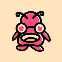 Cute monster mascot with pink color vector illustration design
