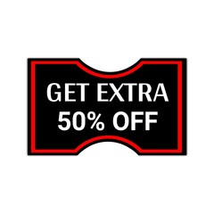 Get Extra 50 percent off Sale. Discount offer sticker icon