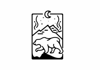 Line art illustration of wild bear