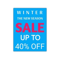 Fototapeta na wymiar Winter season sale upto 40 percent sticker level buttom