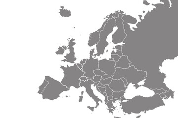 Fototapeta na wymiar Detailed vector map of the Europe on white background for website, application, printing, document, poster design, etc. vector EPS10 