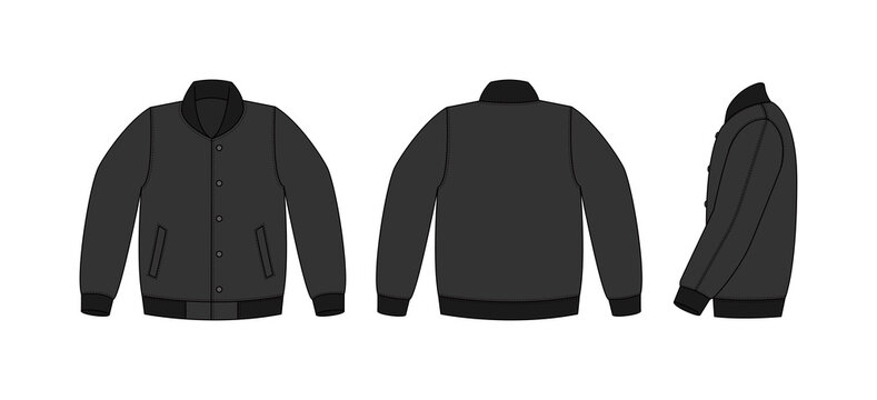 Varsity jacket ( baseball jacket )  template illustration(front,back and side )