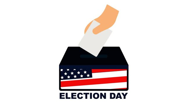 Election Day in the United States. hand insert envelope into ballot. Animated suitable for election day.