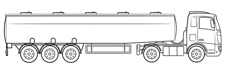 Semi trailer tank truck - vector illustration. - obrazy, fototapety, plakaty