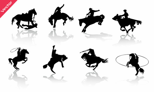 Cowboy Silhouettes vector template