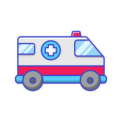 Ambulance icon in colorful design isolated on white background. Simple ambulance vector illustration