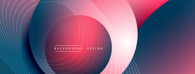 Gradient circles with shadows. Vector techno abstract background. Modern overlapping forms wallpaper background, design template