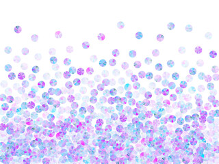 Iridescent sequins confetti scatter vector background. Round glowing sequin particles party glitter flatlay. New Year confetti placer shining background.