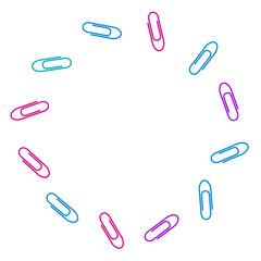 Stationary paperclips isolated on white background